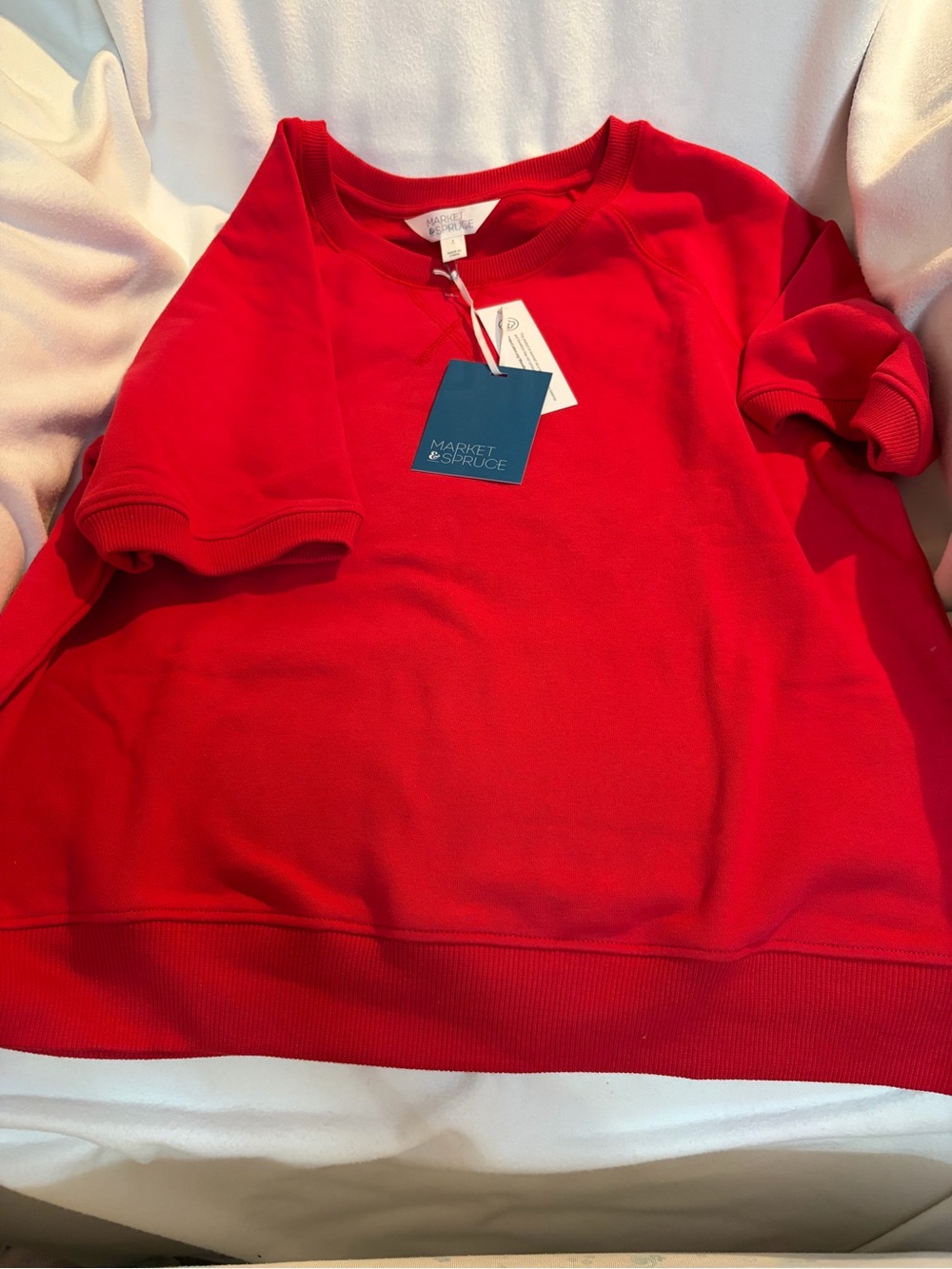 Market & Spruce Bright Red Short-Sleeve Sweatshirt